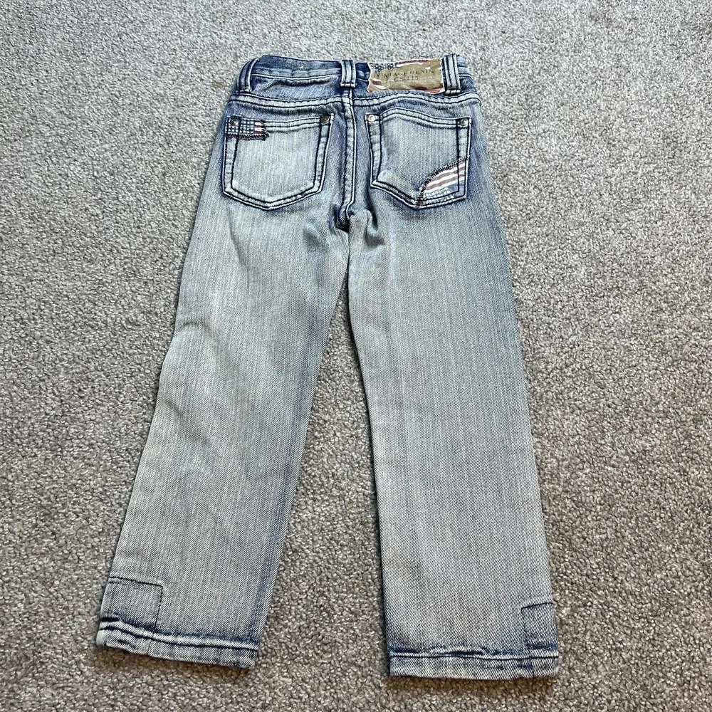 Vintage & Denim Jeans Boys 4 Light‎ Wash Distressed American Flag Patch Straight